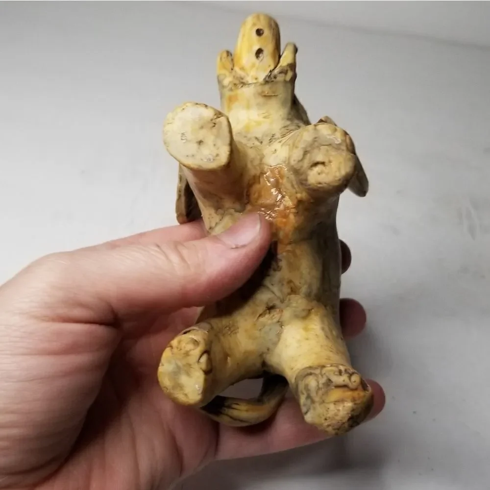 VTG Crushed oyster Handmade Elephant Figurine Statue Marbleized trunk raised